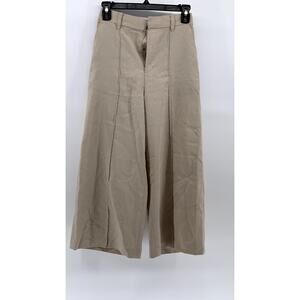 A.V.V Women's Beige Solid Wide-Leg Regular-Fit High-Rise Pant SZ XS